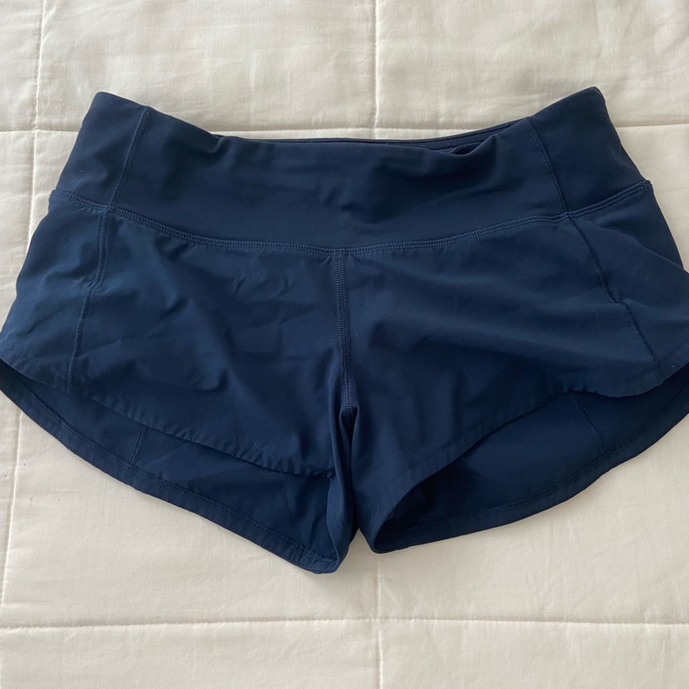 Navy Blue Size 2 Lululemon Speed Up Shorts Low Rise 2.5 Inch